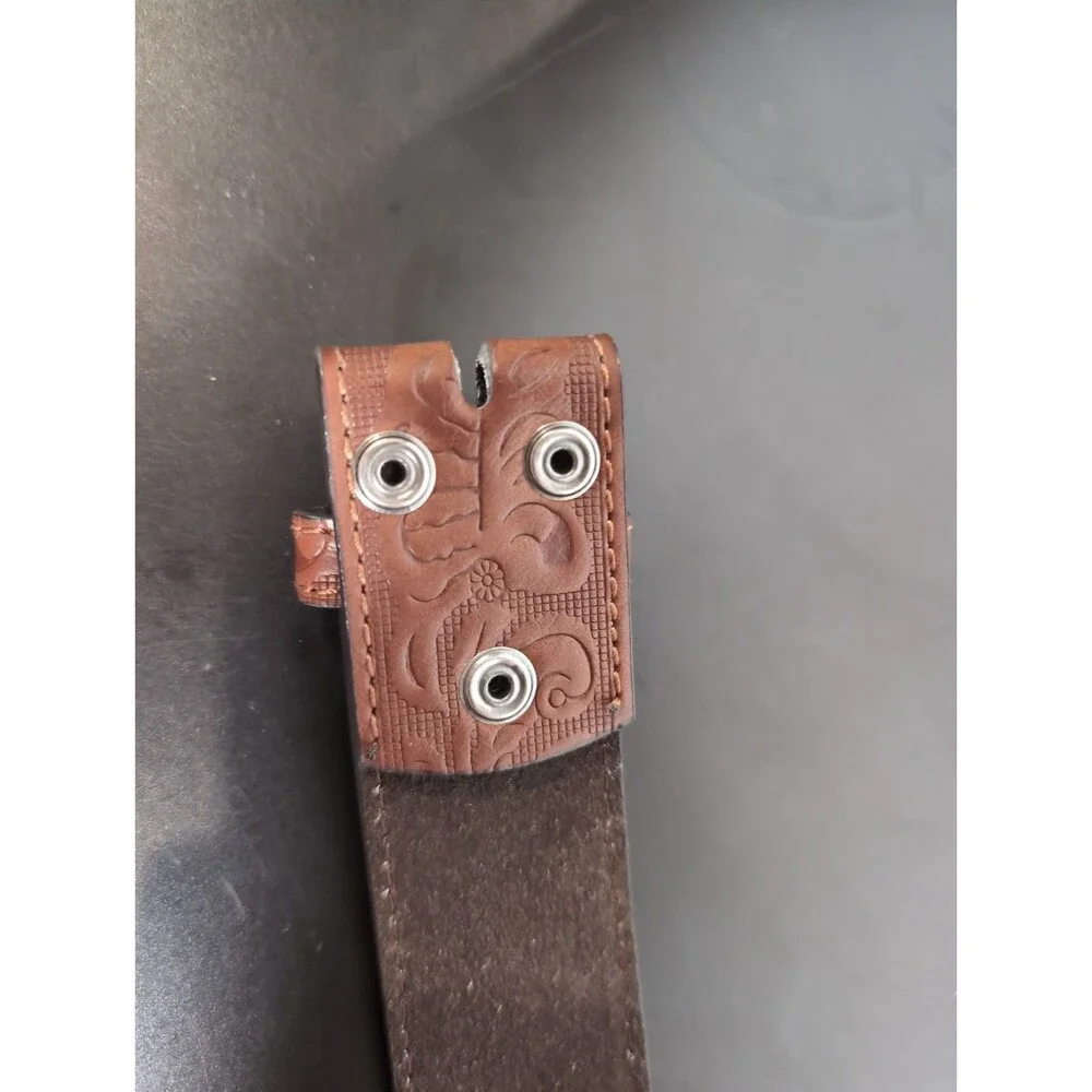 BC Belts Leather Belt with Embossed Western Pattern Small (32-33), Brown NWOT